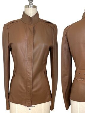 GUCCI Tom Ford Vintage Nappa Leather Military Minimalist Jacket \\ 42 (6)
